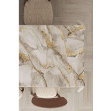 Rugviva MSO254 Dokuma Elit Kumaş Mermer Görünümlü Bej Leke Tutmayan 140x240 cm Masa Örtüsü