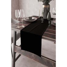 Rugviva RNR004 Siyah Tek Renk Sade Ranır Premimum Dokuma Kumaş Düz 40x140 cm Masa Örtüsü