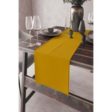 Rugviva RNR025 Hardal Tek Renk Sade Ranır Premimum Dokuma Kumaş Düz 40x140 cm Masa Örtüsü