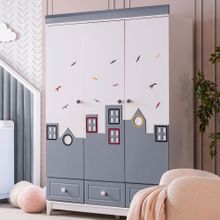 Ruum Store City Montessori 3 Kapaklı Gri Gardırop