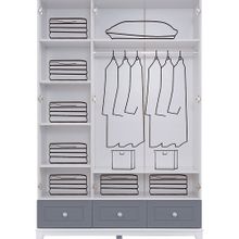 Ruum Store Country West 6 Kapaklı 2 Çekmeceli Aynalı Mdf Beyaz Gardırop