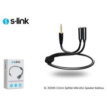 S-Link SL-302MS 3,5mm Splitter Mikrofon Speaker Kablosu