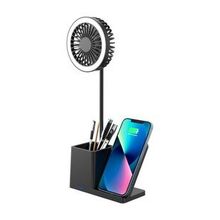 S-Link SL-M9055 Siyah Type-C 10W Kablosuz Şarj Cihazı Fanlı Kalemlikli Masa Lambası