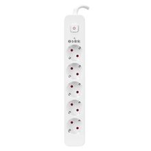 S-Link SPG501S 750 Joule Beyaz Bakır 5 Soket 1.5 mt Kablo Akım Korumalı Priz