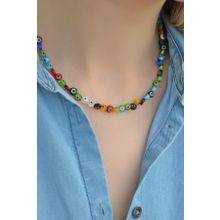 Sacce Scarves&Accessories Murano Cam Mini Renkli Nazar Boncuklu Choker Kolye