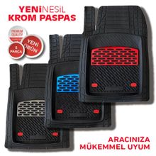 Safir SAF000TE1582 Skoda Rapid Uyumlu Universal Derin Havuzlu Krom Kırmızı Oto Paspas
