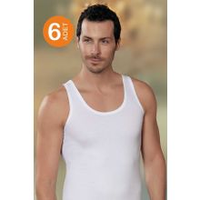 Şahinler ME066 Beyaz Likralı 6'lı Paket Erkek Atlet