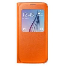 Samsung EF-CG920PW Galaxy S6 Orjinal S-View Cover Deri Görünümlü Cep Telefonu Kılıf