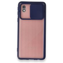 Samsung Galaxy A01 Core Palm Buzlu Kamera Sürgülü Silikon Lacivert Kılıf
