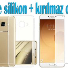 Samsung Galaxy C9 Pro İnce Şeffaf Silikon Kırılmaz Cam Cep Telefonu Kılıfı