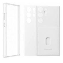 Samsung Galaxy S23 Beyaz Ultra Çerçeveli ve Kart Yuvalı Telefon Kılıfı