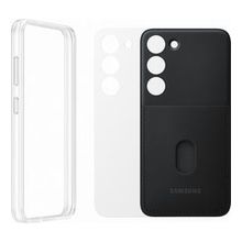 Samsung Galaxy S23 Çerçeveli & Kart Yuvalı Siyah Telefon Kılıfı