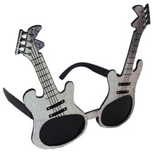 Samur Gümüş Renk Rockn Roll Gitar Şekilli 15x15 cm Parti Gözlüğü