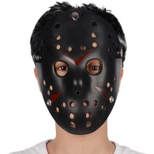 Samur Siyah Renk Kırmızı Çizgili Tam Yüz Hokey Jason Maskesi Hannibal Maskesi