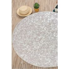 Sarar Yuvarlak Kaydırmaz Jel Taban Krem Düz Renk 100x100 cm Salon Halı