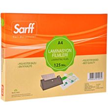 Sarff 125 Mikron Şeffaf 155mmx216mm 100 Adet Laminasyon Filmi