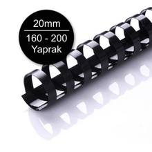 Sarff 20 mm Plastik Siyah 160-200 Yaprak Kapasiteli 100'lü Spiral