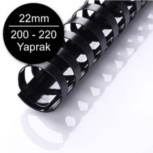 Sarff 22 mm Plastik Siyah 200-220 Yaprak Kapasiteli 50'li Spiral