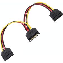 Sata Splitter Kablo 15 Pin SATA Güç Uzatma Kablosu Sata Power Çoklayıcı 15Pin Erkek Çift 15 Pin Dişi