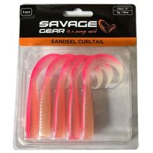 Savage Gear LB Sandeel Curltail 10 cm Pink Glow Back 5 Adet Suni Balık Yemi