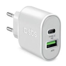 Sbs 1xUSB-A+1xUSB-C PD 20W Beyaz Seyahat Şarj Cihazı