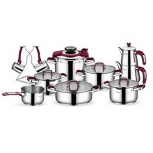 Schafer Compact Bordo 18 Parça Çelik Tencere Seti