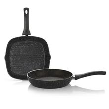 Schafer Dark Storm Siyah 28 26 cm Granit Grill Tava Seti