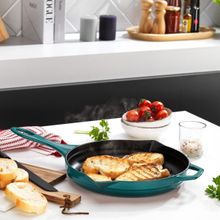 Schafer Guss Chef Döküm Yuvarlak 28 cm Turkuaz Grill Tava