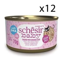 Schesir 12x70 gr Baby Cat Tavuklu ve Ciğerli Yavru Kedi Konservesi