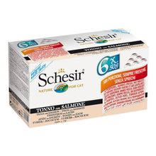 Schesir 6x50 gr Multipack Ton ve Somonlu Yetişkin Kedi Konservesi