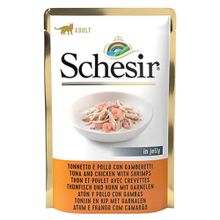 Schesir 85 gr Jöle İçinde Ton Balıklı ve Karidesli Yetişkin Kedi Konservesi
