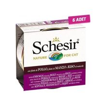 Schesir Tavuk ve Sığır Etli 6x85 gr Naturel Kedi Konservesi