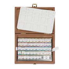 Schmincke 74548 Horadam Aquarell 48 Yarım Tablet Ahşap Kutu Artist Sulu Boya Seti