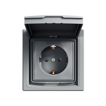 Schneider Electric EPH3100362 Asfora Çelik IP44 Çerçeveli Çocuk Korumalı Kapaklı Topraklı Priz