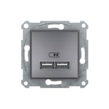 Schneider EPH2700262 2'li 2.1A Asfora Çelik Usb Prizi