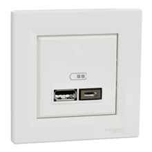 Schneider EPH2700321 Asfora 2li 2.4 Beyaz Çerçeveli USB Prizi