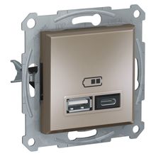 Schneider EPH2700369 Asfora Plus Bronz USB Şarj Prizi 2.4A Type A+C Çerçevesiz