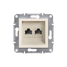 Schneider EPH4870123 Asfora Krem Çerçevesiz 2li RJ45 CAT6 Utp Telefon Data Prizi