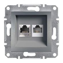 Schneider EPH5200162 Asfora Çelik RJ45+RJ45 CAT6 Utp Telefon Data Prizi