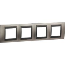 Schneider MGU66.008.239 Unica Top Mat Nikel Grafit 4'lü Yatay Anahtar Priz Çerçevesi