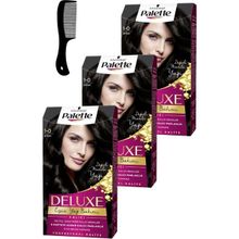 Schwarzkopf Palette Deluxe 1-0 Siyah x3 Saç Boyası+Saç Açıcı Tarak