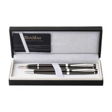 Scrikss 38 Siyah Krom Dolma Kalem ve Tükenmez Kalem Set