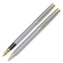 Scrikss 722W Balıksırtı Desen Gold Krom Dolmakalem - Tükenmez Kalem Seti