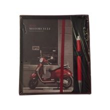 Scrikss Red Motorcycle Çizgili A6 Defter + Smartpen Tükenmez Kalem