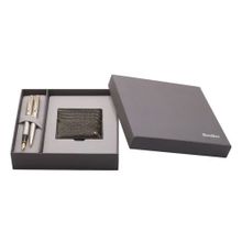 Scrikss Set Dolmakalem - Tükenmezkalem 38 Honour Saten Altın & Deri Kredi Kartlık Kahverengi Dr 202