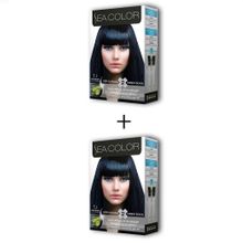 Sea Color Mavi Siyah No:1.1 2x2 Tüp Krem Saç Boyası Seti