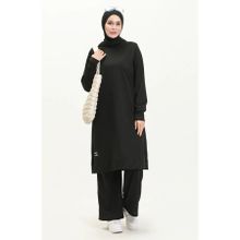 Sefamerve 0044-05 Siyah Kadın Tunik Pantolon İkili Takım