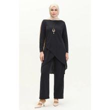 Sefamerve 0704-11 Lacivert Kadın Tunik Pantolon İkili Takım
