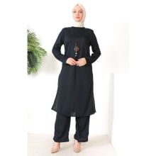 Sefamerve 8585-04 Lacivert Kadın Tunik Pantolon İkili Takım