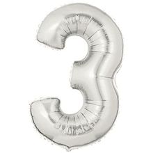 Şekilli 3 Numara Supershape Silver Rakam Folyo Balon